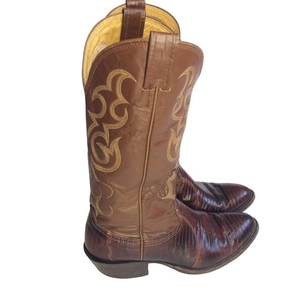 Nocona Men's Cowboy Boots 7D Brown Tan Leather - Picture 2 of 8
